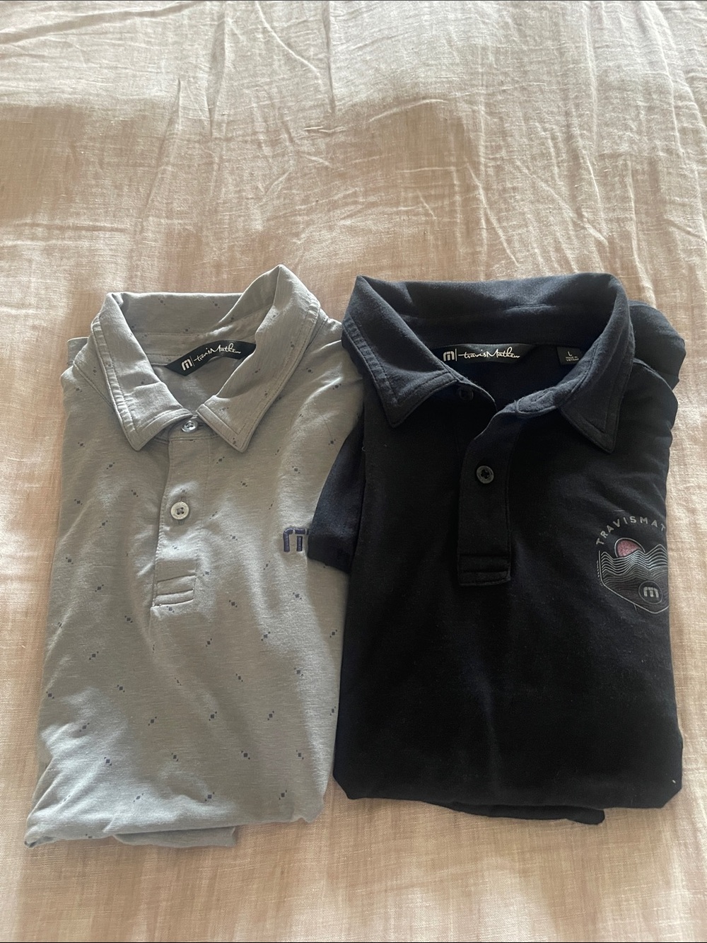 Travis Mathew Kids Polo Set in Black and Light Gray